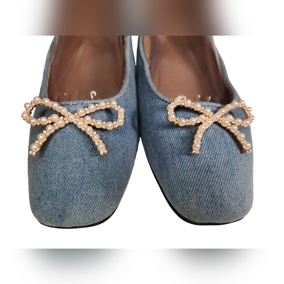 Cato Denim & Pearl Flats - Picture 3 of 9